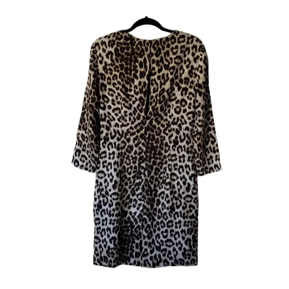 Rag & Bone Short Leopard 100% Silk Dress Keyhole 3/4 Sleeve Fitted Lined Size 8 - Picture 4 of 11